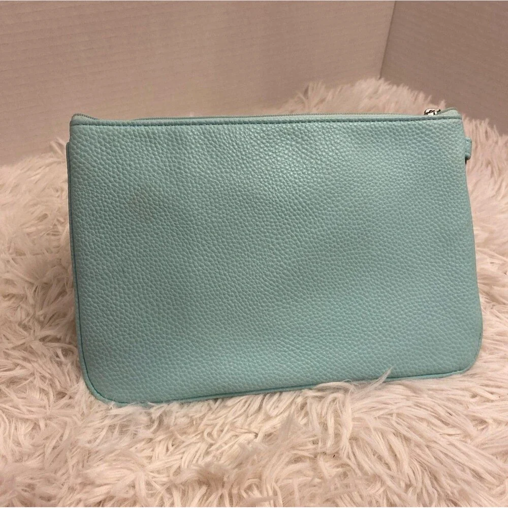 Thirty-One Jewell Zip Clutch Makeup Cosmetics Jewelry‎ Bag Aqua Pale Green Blue